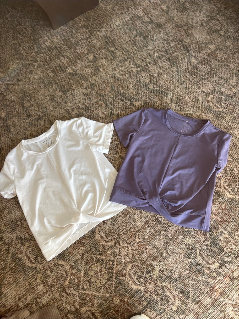 Girls H&M White and Lavender Knot Front Short Sleeve Tee
